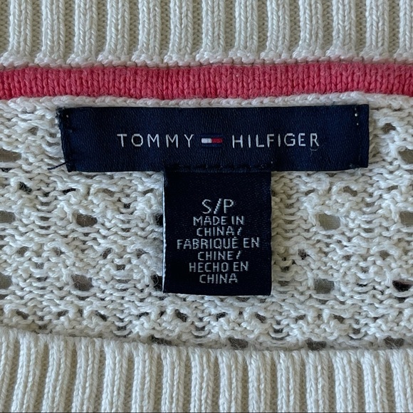 Tommy Hilfiger Open Knit Cotton 3/4 sleeve sweater top boat neck size S - Picture 10 of 14